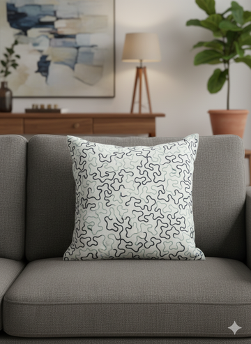Modern Abstract White & Black Printed Cushion Cover _ Decorative Sofa Throw Pillow Cover _ Soft Home Décor Cushion Case