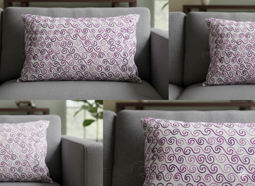 Modern White Purple Geometric Swirl Cushion Cover – Decorative Sofa Throw Pillow Cover for Living Room