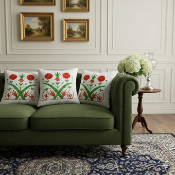 Hand Embroidered Floral Cushion Cover – Boho Decorative Throw Pillow Cover