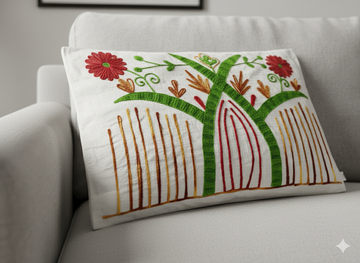 Hand Embroidered Floral Cushion Cover – Boho Decorative Throw Pillow Cover